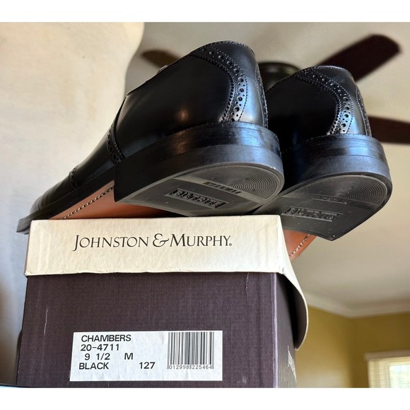 Vtg Men's Johnston & Murphy Black BILTRITE Polished Leather Oxford Dress Shoes - Picture 10 of 12